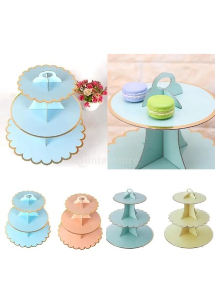 Pembe Tarzı 3 Katmanlı Karton Ikindi Çayı Cupcake Kek Standı Doğum Günü Partisi 4 Renk Tatlı Teşhir Standı Pasta Servis Tabağı (Yurt Dışından) fiyatları