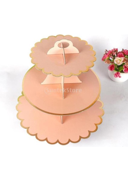Pembe Tarzı 3 Katmanlı Karton Ikindi Çayı Cupcake Kek Standı Doğum Günü Partisi 4 Renk Tatlı Teşhir Standı Pasta Servis Tabağı (Yurt Dışından) fırsatları