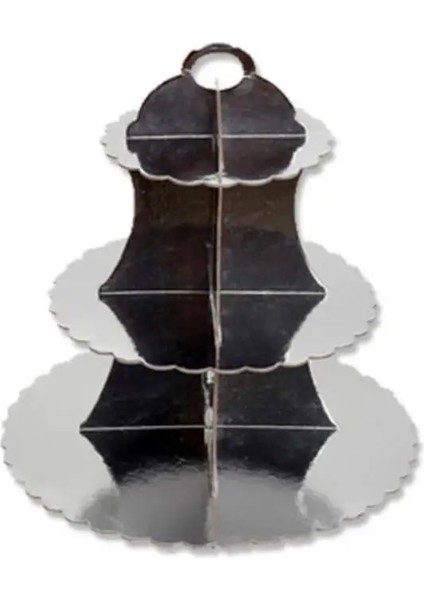 Gümüş Şerit Stili 3 Katmanlı Yuvarlak Doğum Günü Düğün Parti Cupcake Tatlı Kağıt Standı Vitrin (Yurt Dışından)