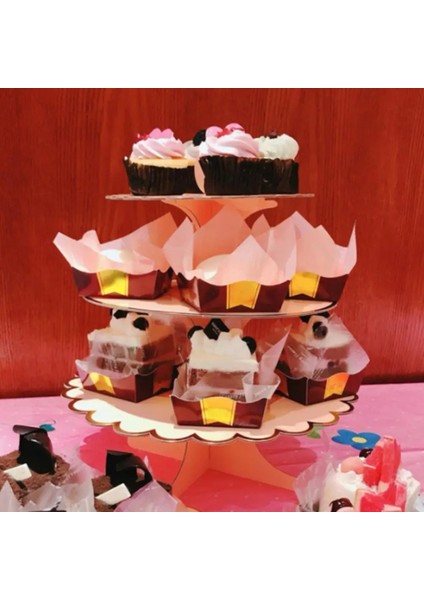 Gümüş Şerit Stili 3 Katmanlı Yuvarlak Doğum Günü Düğün Parti Cupcake Tatlı Kağıt Standı Vitrin (Yurt Dışından) modelleri
