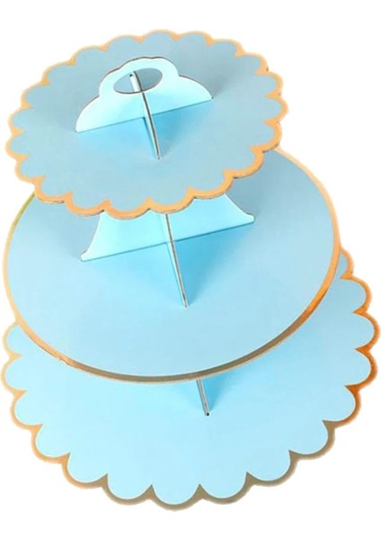 Mavi Stil 3 Katmanlı Karton Ikindi Çayı Cupcake Kek Standı Doğum Günü Partisi 4 Renk Tatlı Teşhir Standı Pasta Servis Tabağı (Yurt Dışından)