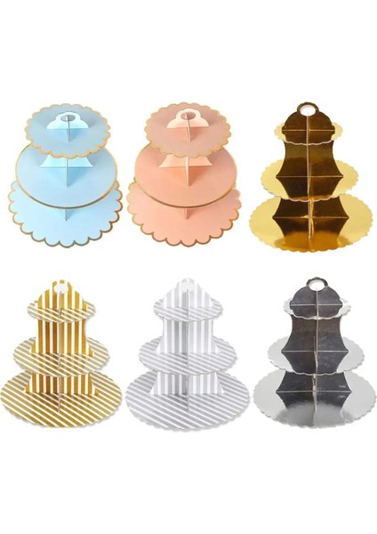 Altın Tarzı 3-Katmanlı Cupcake Standı Yuvarlak Karton Cupcake Tutucu Katlanabilir Bebek Duşları Doğum Günü Düğün Parti Dekoru Tatlı Masa Malzemeleri (Yurt Dışından) fiyatları