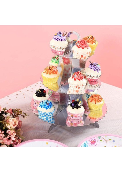 Altın Tarzı 3-Katmanlı Cupcake Standı Yuvarlak Karton Cupcake Tutucu Katlanabilir Bebek Duşları Doğum Günü Düğün Parti Dekoru Tatlı Masa Malzemeleri (Yurt Dışından) fırsatları