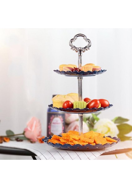 Mavi Stil 3 Katmanlı Plastik Kek Standı Ikindi Çayı Kek Standı Düğün Pastası Tabakları Parti Sofra Kek Dükkanı Üç Katmanlı Kek Rafı (Yurt Dışından) modelleri
