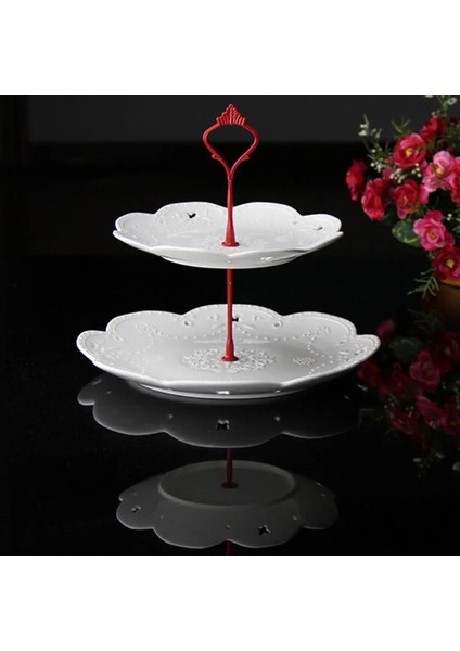2 Kravat Kırmızı Stil Katmanlar Taç Kek Tabağı Standı Tatlılar Pasta Rafı Kolu Uydurma Parti Düğün Gümüş Altın 6 Renk (Yurt Dışından)