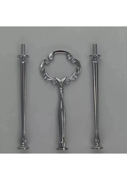 Sv2 3 Katmanlı Gümüş Stili 1 Takım 2 Veya 3 Katmanlı Kek Tabağı Standı (Plaka Dahil Değil) Kolu Taç Uydurma Metal Düğün Parti Silvergolden (Yurt Dışından)