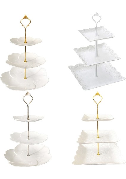 No.3 Tarzı 4 Modeller 3 Katmanlı Plastik Kek Standı Ikindi Çayı Düğün Tabakları Parti Sofra Bakeware Kek Dükkanı Üç Katmanlı Kek Raf Tepsisi (Yurt Dışından) indirimleri