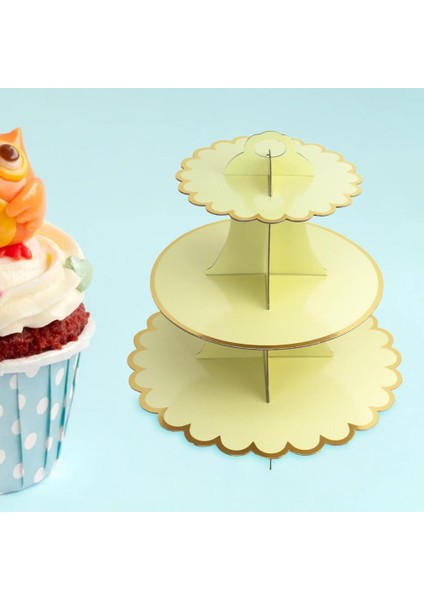 Mor Tarzı Keklik Standı Tek Kullanımlık 3 Katlı Yaldız Çiçek Kenarlı Kağıt Kek Standı Tabağı Birleştirin Tatlı Standı Tabağı Формы Для Выпечки (Yurt Dışından) fiyatları