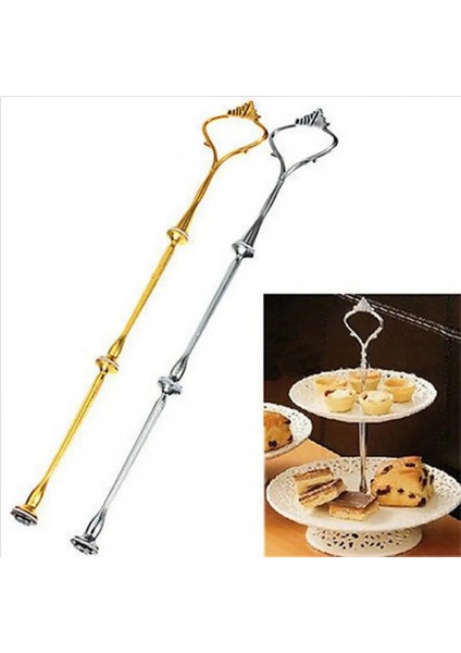 3 Katmanlı Altın Tarzı 1 Takım Katmanlı Kek Tabağı Stand Kolu Taç Uydurma Metal Düğün Parti Silvergolden (Plaka Yok) (Yurt Dışından) fiyatları
