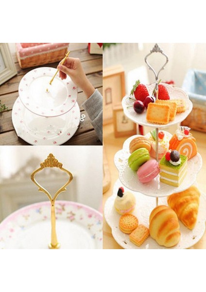 3 Katmanlı Altın Tarzı 1 Takım Katmanlı Kek Tabağı Stand Kolu Taç Uydurma Metal Düğün Parti Silvergolden (Plaka Yok) (Yurt Dışından) modelleri