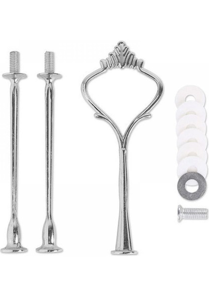 3 Katmanlı Altın Tarzı 1 Takım Katmanlı Kek Tabağı Stand Kolu Taç Uydurma Metal Düğün Parti Silvergolden (Plaka Yok) (Yurt Dışından) fırsatları