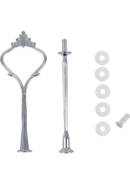 Gümüş 2 Katmanlı Stil Katmanlı Kek Standı Ikindi Çayı Düğün Tabakları Parti Sofra Takımı Yeni Bakeware Plastik Tepsi Vitrin Kek Dekorasyon Araçları (Yurt Dışından)