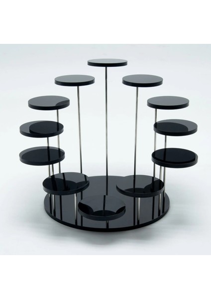 Siyah Stil Stili Akrilik Cupcake Takı Için Ekran Standı Kek Tatlı Raf Parti Düğün Pastası Standı Bebek Duş Dekorasyon Tutucu (Yurt Dışından)