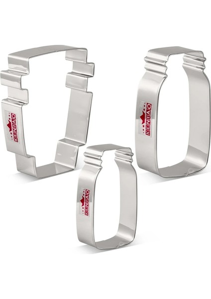 Kenıao Kavanoz ve Latte Kahve Fincanı Kurabiye Kesici Seti - 3 Parça - Anma Günü Bisküvi Fondan Ekmek Kalıbı - Paslanmaz Çelik (Yurt Dışından)