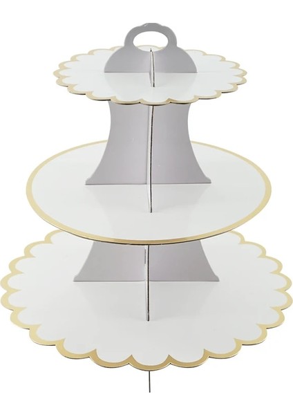 Beyaz Stil 3 Katmanlı Tatlı Ekran Standı Kek Araçları Kağıt Bronzlaştırıcı Kek Standı Kendi Başına Yap Kağıdı El Sanatları Doğum Günü Partisi Düğün Pastası Dekorasyon (Yurt Dışından)