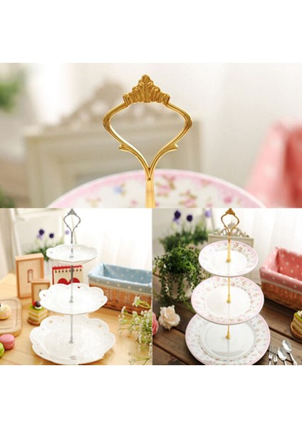 2 Kravat Pembe Tarzı Katmanlar Taç Kek Tabağı Standı Tatlılar Pasta Rafı Kolu Uydurma Parti Düğün Gümüş Altın 6 Renk (Yurt Dışından) fırsatları