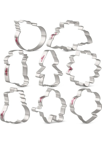 Kenıao Güz Hasadı Kurabiye Kesici Seti - 8pc - Balkabağı,araba,çiçek,kavanoz,korkuluk Bisküvi Ekmek Kalıpları - Paslanmaz Çelik - Janka (Yurt Dışından)