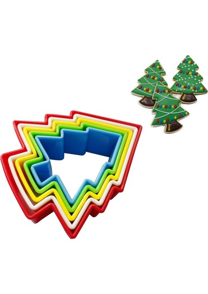 Noel Ağacı Stili Lastic Kurabiye Kesici Bisküvi Kalıbı Gökkuşağı Hamur Kesici Noel Ağacı Çiçek Şekli Pasta Kalıp Pişirme Dekorasyon (Yurt Dışından)