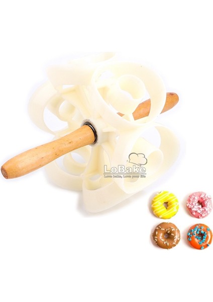 Çap 7.8cm Manuel Plastik 6-Daire Çörek Kesici Çörek Bisküvi Kurabiye Fondan Hamur Yapıcı Fırın Aletleri Için Ahşap Saplı (Yurt Dışından)