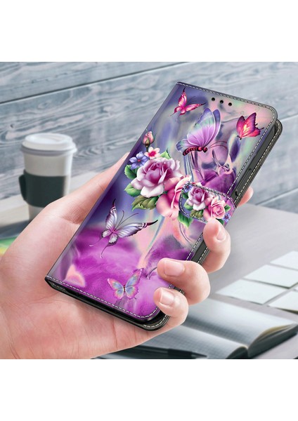 Samsung Galaxy S24 Ultra Cüzdan Kılıfı Pu Deri Baskı Stand Kapağı (Yurt Dışından)