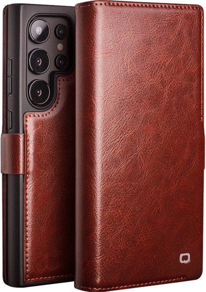 Samsung Galaxy S24 Ultra Cüzdan Kılıfı Inek Deri Folio Flip Cover (Yurt Dışından)