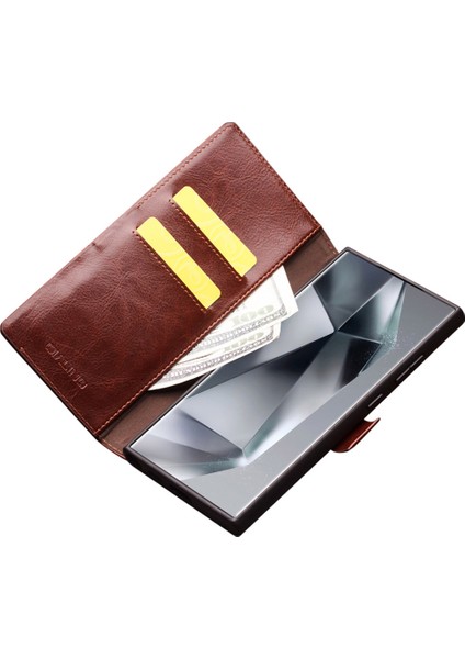 Samsung Galaxy S24 Ultra Cüzdan Kılıfı Inek Deri Folio Flip Cover (Yurt Dışından)