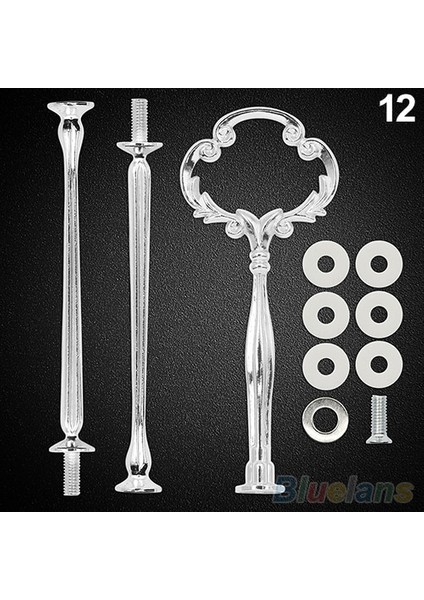 Gümüş Çiçek Stili 1 Takım Kek Plaka Standı Çok Stil 2 Veya 3 Katmanlı Plaka Kolu Uydurma Donanım Çubuk Düğün Doğum Günü Partisi Kek Aracı Standı (Yurt Dışından)