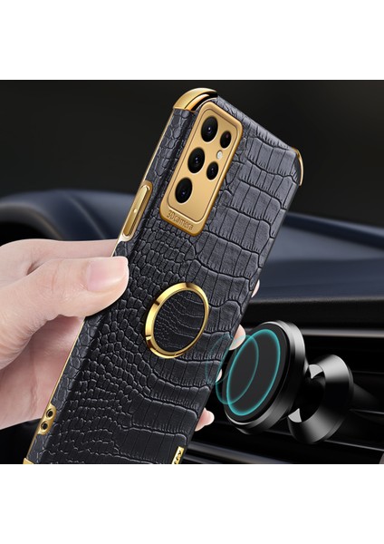 Samsung Galaxy S24 Ultra Timsah Doku Yüzüğü Kickstand Deri+Tpu Kapağı (Yurt Dışından) fırsatları