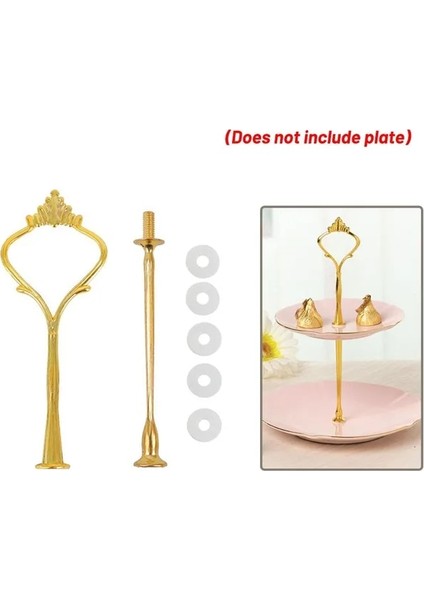 Altın 2 Katmanlı 2 Stil Katmanlı Taç Tasarımı Kek Standı (Plaka Dahil Değil) Çinko Alaşımlı Kek Parçaları Düğün Pastası Tabağı Standı Meyve Yerleştirilmiş Alet (Yurt Dışından)
