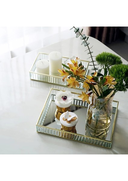 Siyah Küçük Stil Dikdörtgen Sweetgo Cam Ayna Tepsisi Goldsliverblack Metal Kenar Kırmızı Şarap Tabağı Dekorasyon Depolama Tepsileri Kek Araçları Ev Dekorasyonu (Yurt Dışından) fiyatları