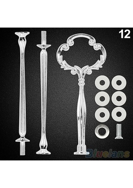 Gümüş Çiçek Stili 1 Takım Kek Plaka Standları Multistyle Katmanlı Plaka Kolu Montaj Donanım Çubuk Aracı Kek Plaka Standı Düğün Doğum Günü Pastası Standı (Yurt Dışından)