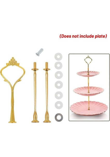 Altın 3 Katmanlı 3 Stil Katmanlı Taç Tasarımı Kek Standı (Plaka Dahil Değil) Çinko Alaşımlı Kek Parçaları Düğün Pastası Tabağı Standı Meyve Yerleştirilmiş Alet (Yurt Dışından)