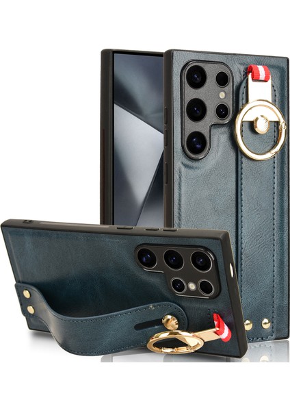 Samsung Galaxy S24 Ultra Slim Fit Pu Deri+Pc+Tpu Boyun Kayışı ile Geri Kabuk (Yurt Dışından)