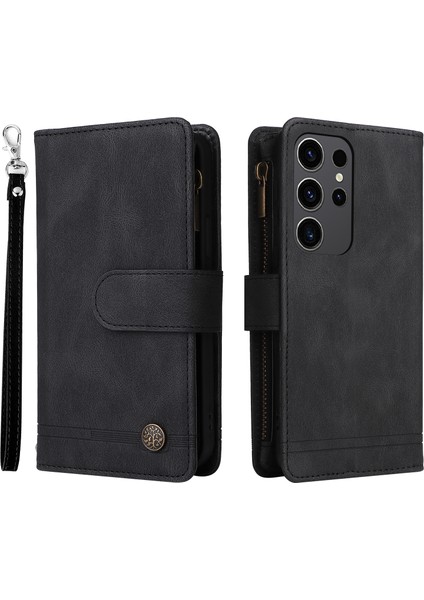 Samsung Galaxy S24 Ultra Zipper Cep Flip Deri Koruyucu Telefon Kapağı (Yurt Dışından)