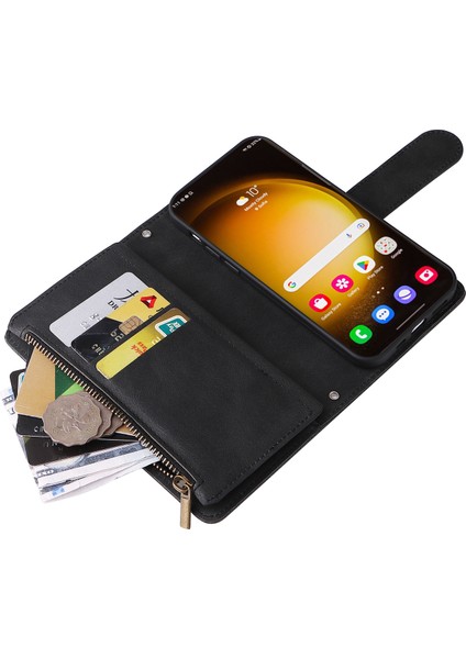 Samsung Galaxy S24 Ultra Zipper Cep Flip Deri Koruyucu Telefon Kapağı (Yurt Dışından)
