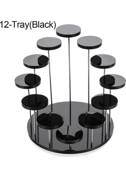 12 Tepsili Siyah Stil Yeni Akrilik Ekran Standı Takı Organizatör Vitrin Cupcake Standı Kek Tatlı Depolama Raf Tutucu Parti Dekor Araçları (Yurt Dışından)