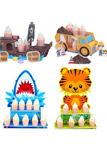 Köpekbalığı -1 Adet Tarzı Cupcake Standı Kek Standı Karton Cupcake Tutucu Çocuklar Doğum Günü Partisi Düğün Dekor Tatlı Masa Ekran Malzemeleri Centerpieces (Yurt Dışından) fiyatları