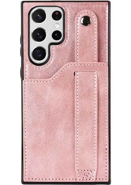 Samsung Galaxy S24 Ultra Kabuk Retro Rfıd Engelleme Bileklik Telefon Kapağı Pu Deri Kılıf (Yurt Dışından)