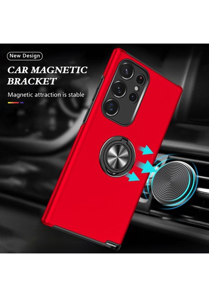 Samsung Galaxy S24 Ultra Anti-Çizelge Yüzüğü Kickstand Back Shell (Yurt Dışından) modelleri