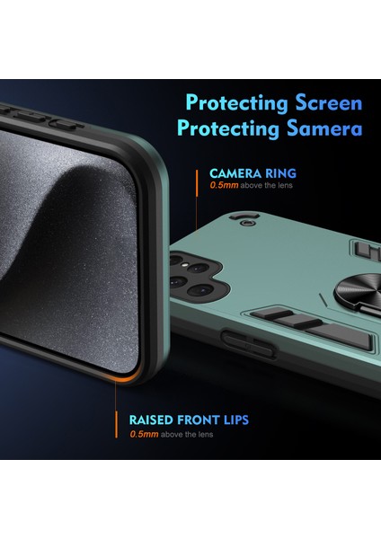 Samsung Galaxy S24 Ultra Ring Kickstand Pc+Tpu Telefon Kapağı Desteği Manyetik Araç Montajı (Yurt Dışından) fırsatları