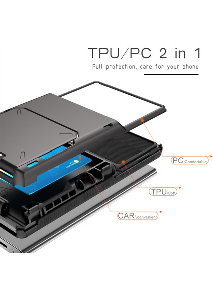 Samsung Galaxy S24 Ultra Flip Kart Tutucu Telefon Kılıfı Tpu+Pc Kapağı (Yurt Dışından)