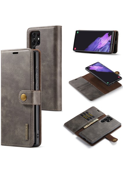 Samsung Galaxy S24 Ultra Söndürülebilir Bölünebilir Deri Kapak Stand Cüzdanı (Yurt Dışından)