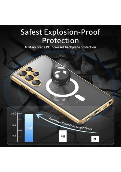 Samsung Galaxy S24 Ultra Manyetik Kılıf Temperlenmiş Cam+Mat Pc Metal Çerçeve Kapağı (Yurt Dışından) fırsatları