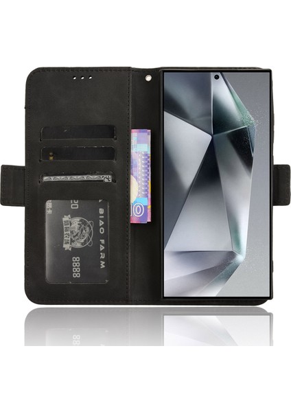 Samsung Galaxy S24 Ultra Deri Kılıf Çoklu Kart Yuvası Cüzdan Telefon Kapağı (Yurt Dışından)