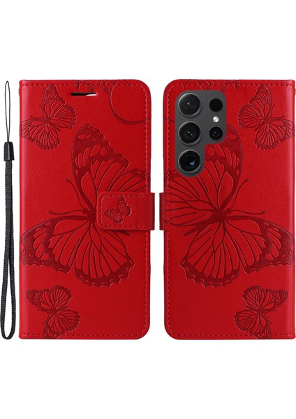 Samsung Galaxy S24 Ultra Kelebek Deri Deri Telefon Kapağı (Yurt Dışından)