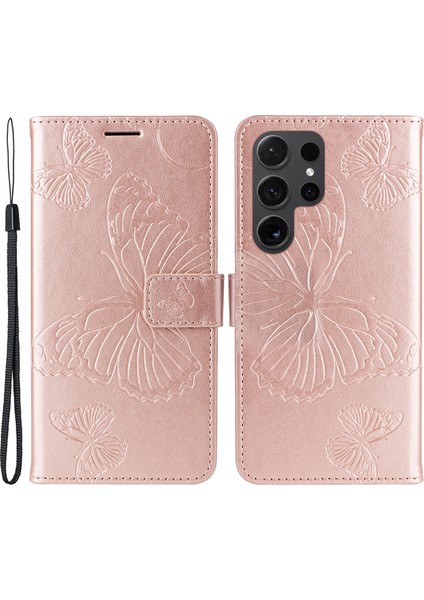 Samsung Galaxy S24 Ultra Kelebek Deri Deri Telefon Kapağı (Yurt Dışından)