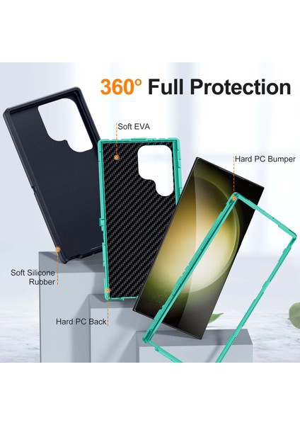 Samsung Galaxy S24 Ultra Pc+Tpu+Pc Şok Geçirmez Telefon Kapağı (Yurt Dışından) modelleri