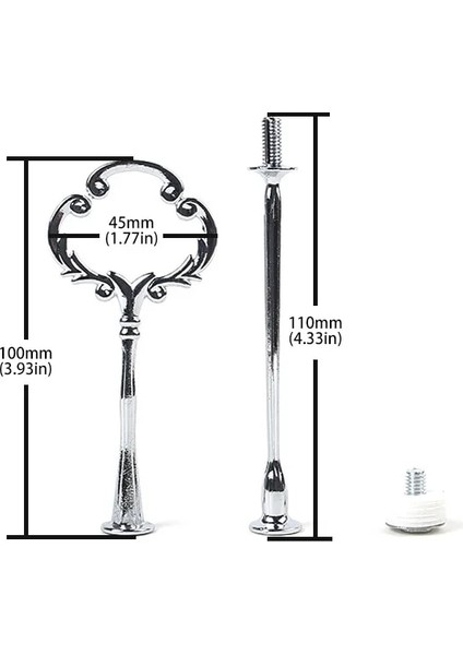 2 Kat Gümüş Stil 1 Takım Kek Plaka Standları Multistyle Katmanlı Plaka Kolu Montaj Donanım Çubuk Aracı Kek Plaka Standı Düğün Doğum Günü Pastası Standı (Yurt Dışından)