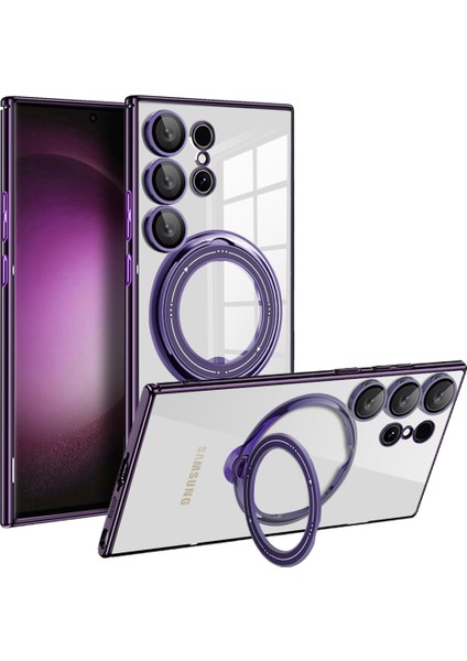 Samsung Galaxy S24 Ultra Rotate Manyetik Yüzük Kickstand Pc+Tpu Telefon Kapağı (Yurt Dışından)