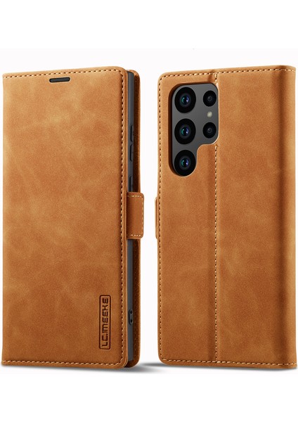 Samsung Galaxy S24 Ultra Manyetik Kapatma Mikrofiber Deri Telefon Kapağı (Yurt Dışından)